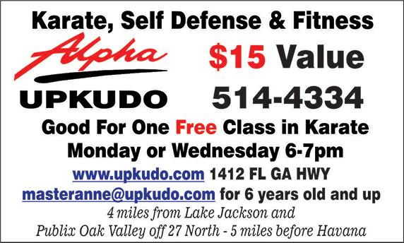 Coupon for one free class; 15 dollar value.